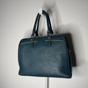 Dasien Blue/Green Teal Purse for Women. Leather Shoulder Bag with Gold Accents